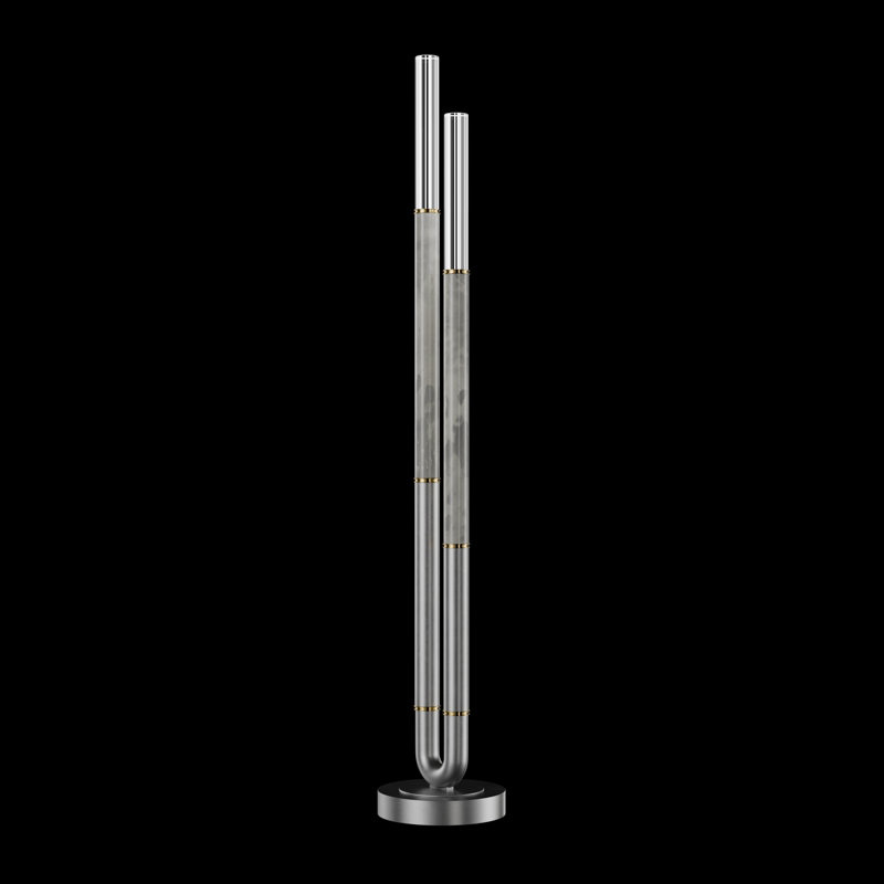 Antonia LED Floor Lamp, Silver Leaf/Brass/Smoke