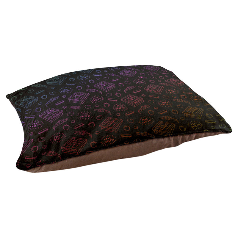 Coussin de conception de lit pour chat arc-en-ciel Campion, Noir et arc-en-ciel, l 42,5 po x L 32,5 po