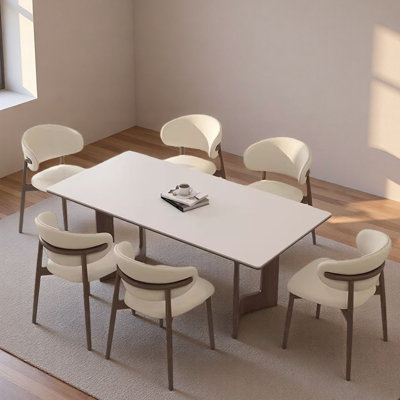 Solid Wood & Rock-Panel Dining Table