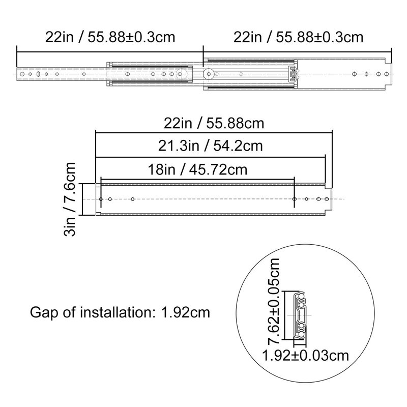 18'' Heavy Duty Drawer Slides 500Lbs Ball Bearing W/Lock