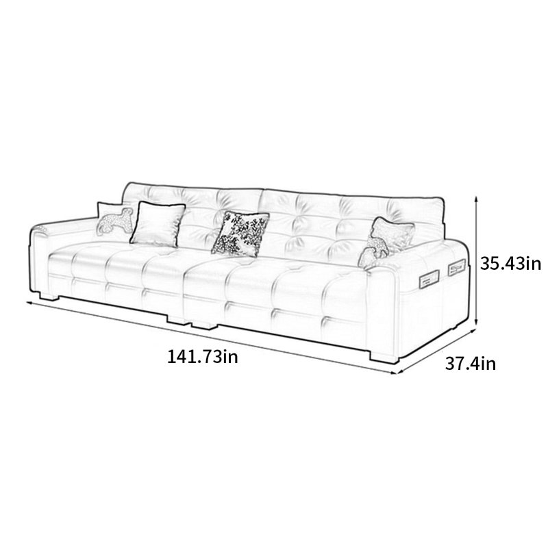 Canapé de luxe American, H 35,43 po x l 141,73 po x P 37,4 po