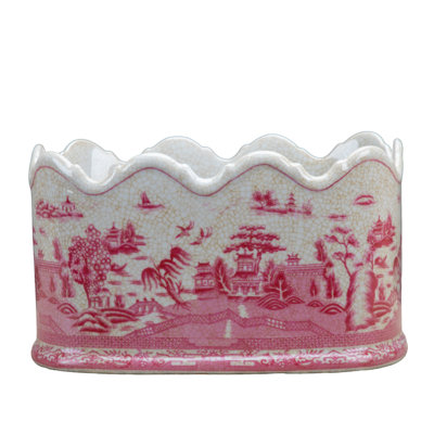 Pot à fleurs rose en porcelaine peint à la main