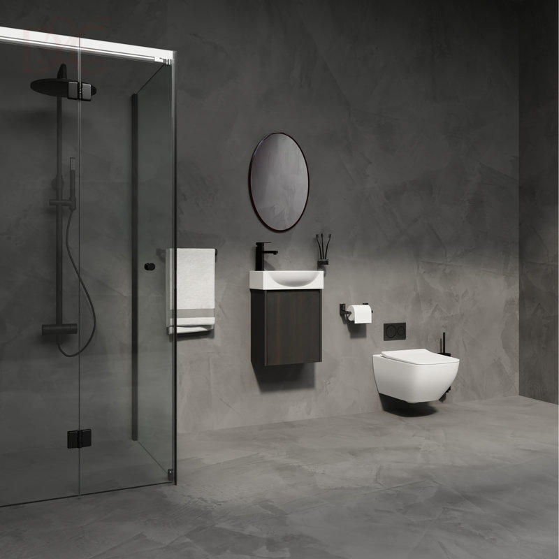 Ensemble de meuble-lavabo pour salle de bain 16 po avec petit meuble-lavabo moderne avec lavabo en céramique, Noir