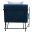 Sevilla Denim Linen Upholstered Chair Black Iron Frame and Sky Blue Throw Pillow