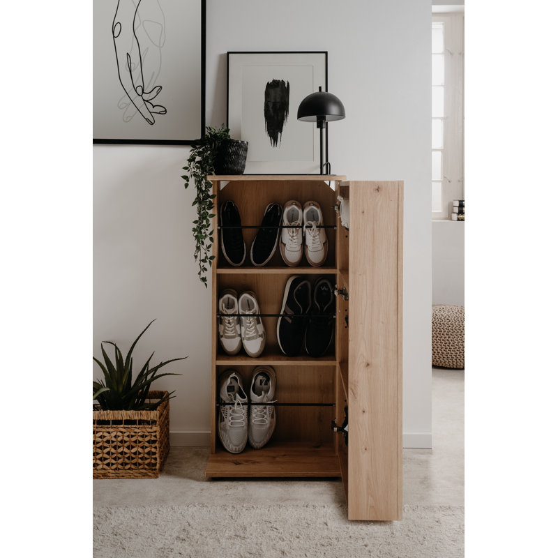 12 Pair Shoe Storage Cabinet, Brown, white and pink