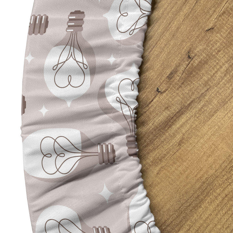 August Grove® Abstract Fitted Round Tablecloth Diameter Warm Taupe Pale Eggshell, 51.97" Round