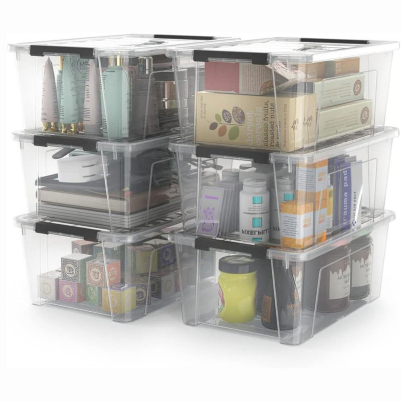 Clear Stackable Plastic Storage Bins with Lids, 5-Litre, 6-Pack