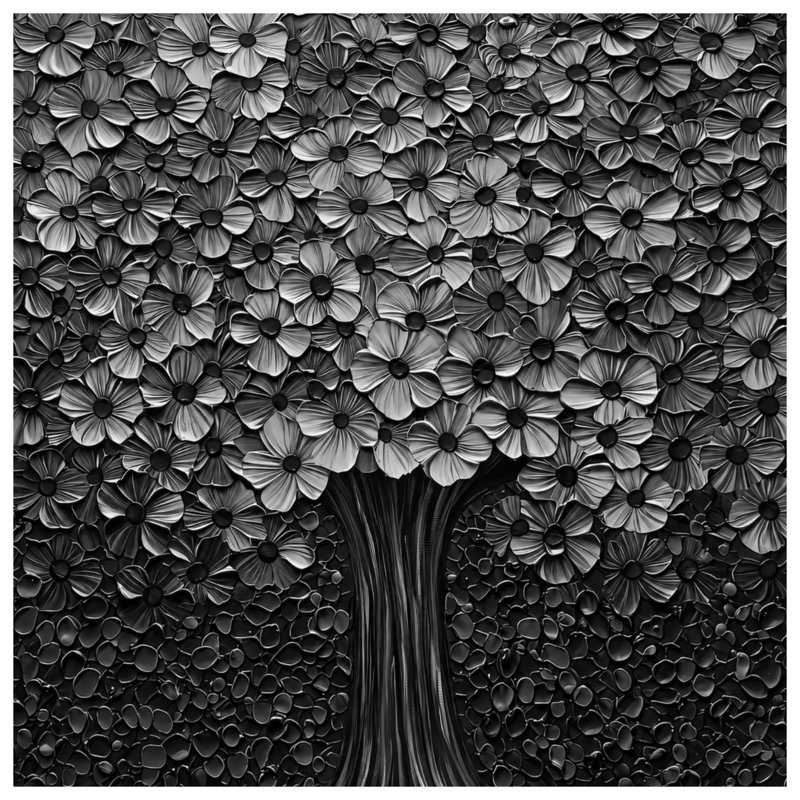 Monochrome Floral Tree Comforter, Twin Extra Long