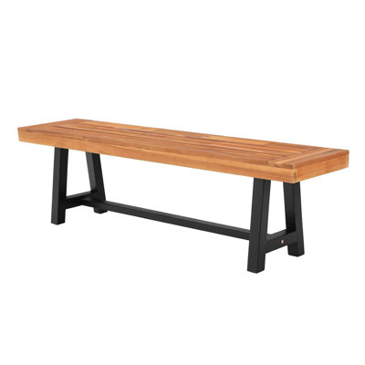 Banc de jardin extérieur en bois d'acacia sans dossier pour l'extérieur