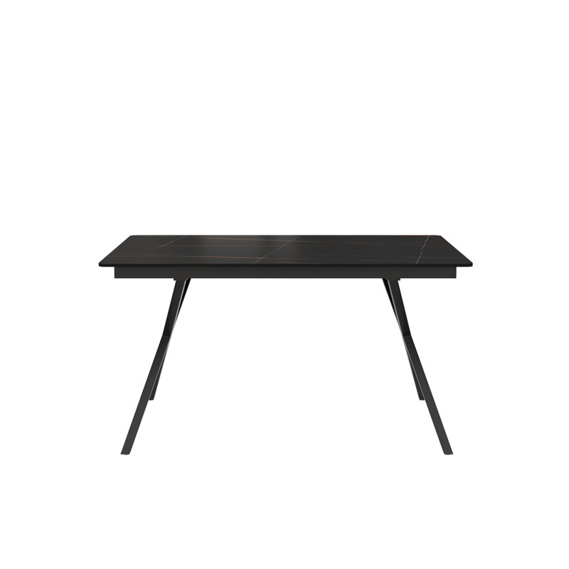 Modern Sintered Stone Dining Table, 29.53"H x 55.12"L x 31.5"W, Black