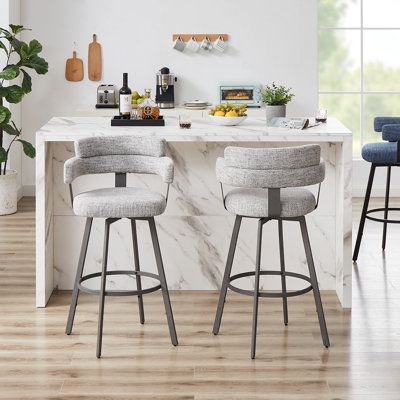 Kassy Swivel Upholstered Linen Counter Stool
