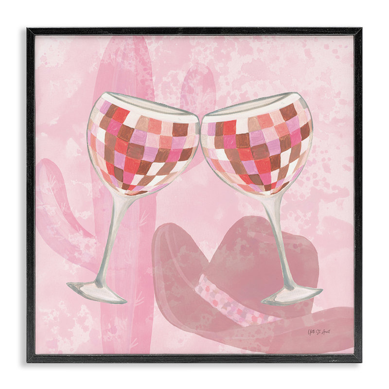 Western Glam Cheers Glasses, estampe numérique encadrée, design par Yvette St. Amant, Noir, H 12 po x l 12 po
