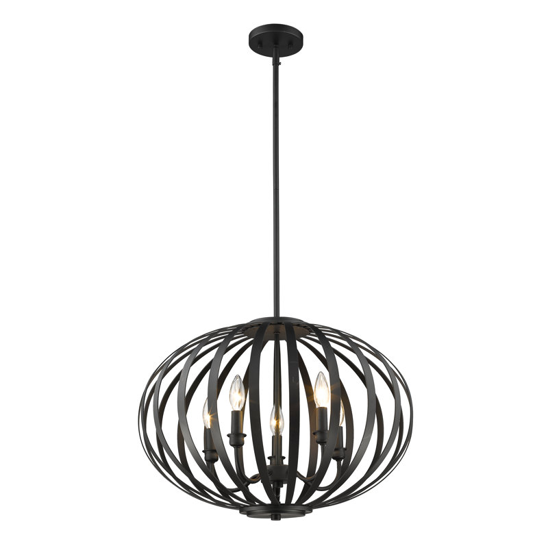 Lustre sphérique unique à 5 lumières Trevion, Bronze