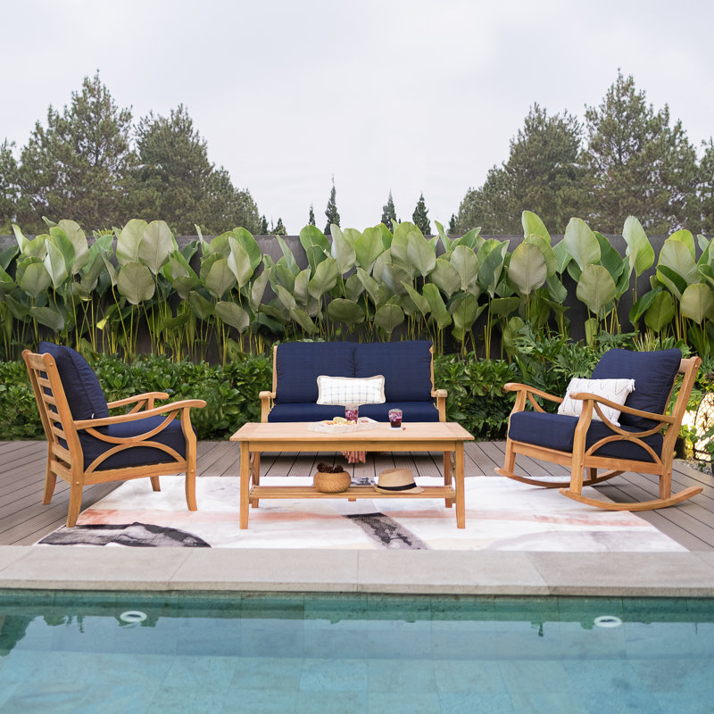 Malena 4 - Person Teak Outdoor Conversation Set With Cushions