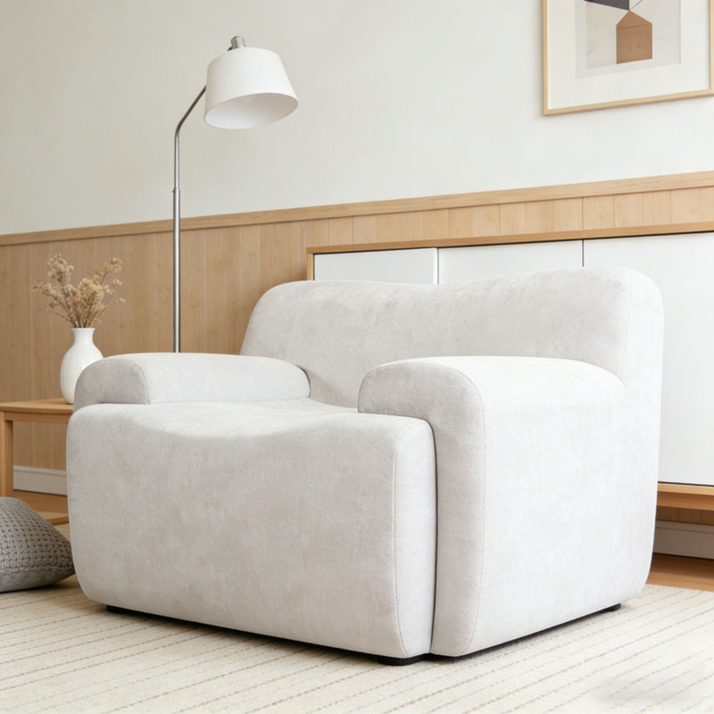 Chaise d'appoint moderne rembourrée, Beige