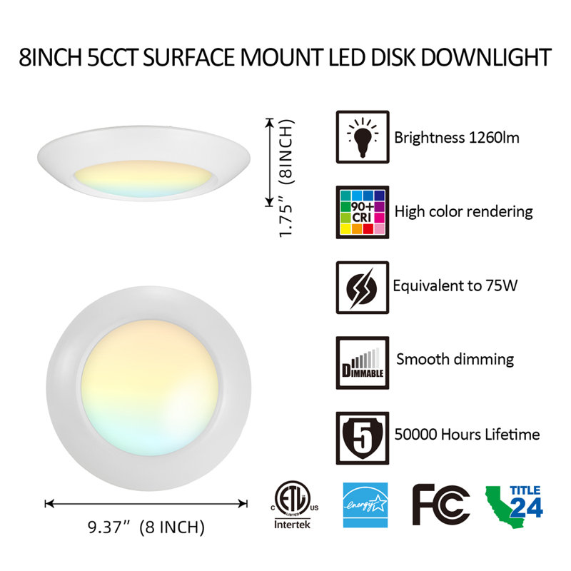 9.37" Selectable CCT New Construction LED Recessed Lighting Kit