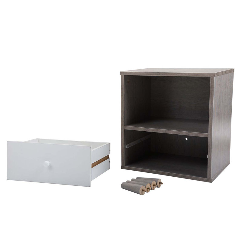 Ensemble de 2 tables de chevet avec compartiment de rangement et tiroir