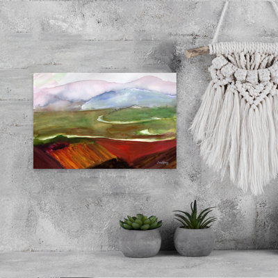 Contemporary Art Abstract Colorful Contemporary Landscape Architecture Wall Art by Janel Bragg - Wrapped Canvas Print