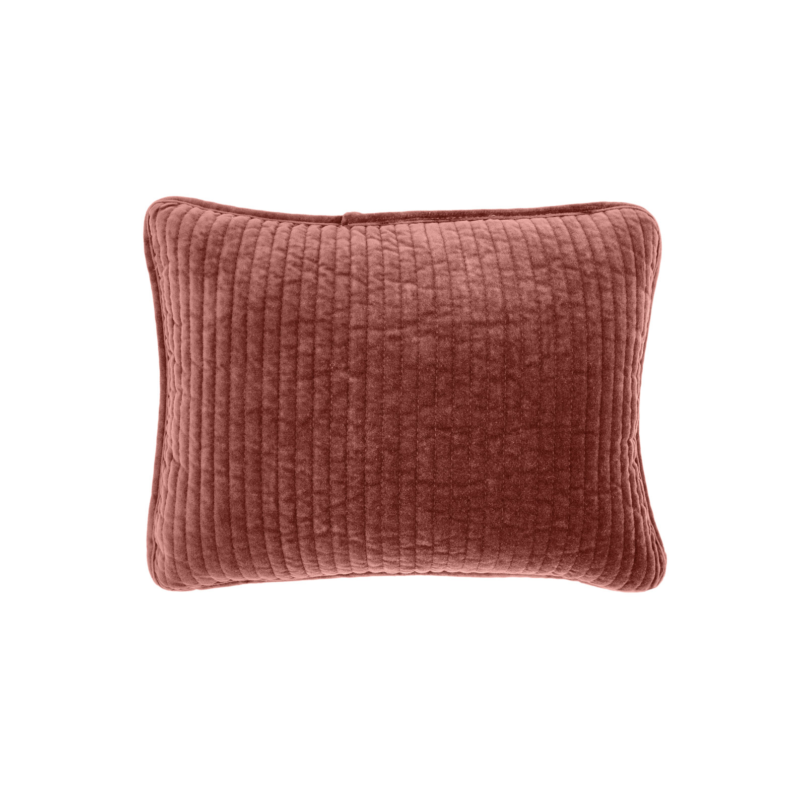 Kobie Stonewashed Cotton Velvet Quilted Modern Rustic 12x16 inch Boudoir Pillow, Salmon