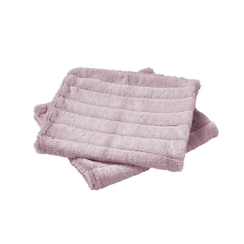 Burnished Lilac Faux Fur and Sherpa Pillow Covers, 14" x 26", Set of 2