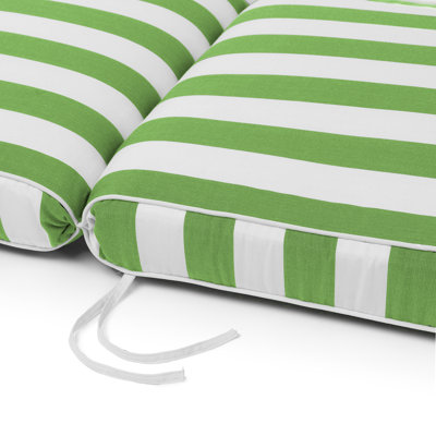 Sherry Kine's "Designer's Choice" Reversible Cabana Stripe Luxury Outdoor Chaise Lounge Replacement Cushion, With Customized Cut, Contrast Cord, Water & Fade Resistant Fabric, Filled With: Thermal Bonded 100% White Polyester Fiber.