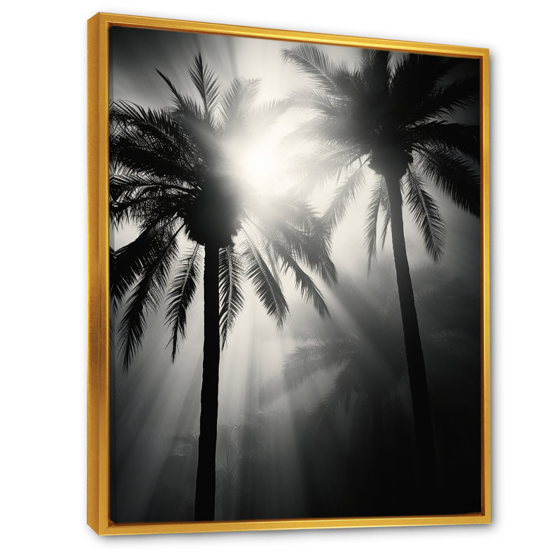 Swaying Palms Serenade Archway sur toile, Cadre flottant doré, H 40 po x l 30 po x P 1,5 po