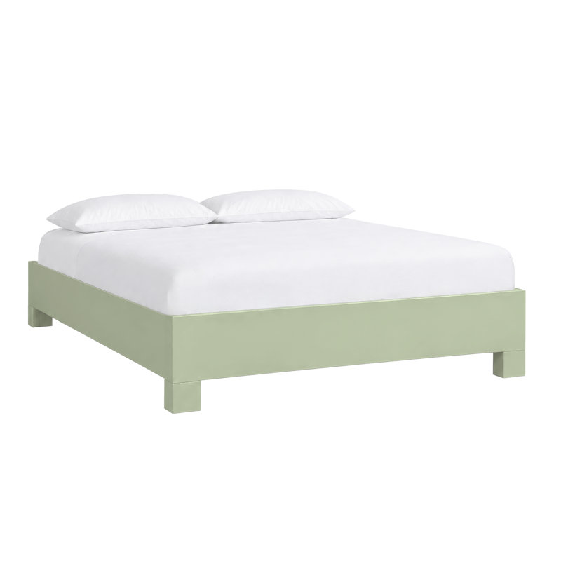 Silas King Platform Bed, Light Blue, King, Celery Green