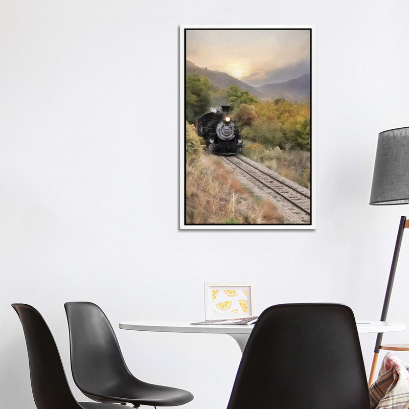 Durango Train At Sunset by Lori Deiter - Print on Canvas, White Framed, 101.6cm H x 66.04cm W x 3.81cm D