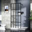 Porte de douche 34 x 72 po, cadre en aluminium noir, verre trempé, trousse d'installation facile 34 po x 72 po, finition, assemblage