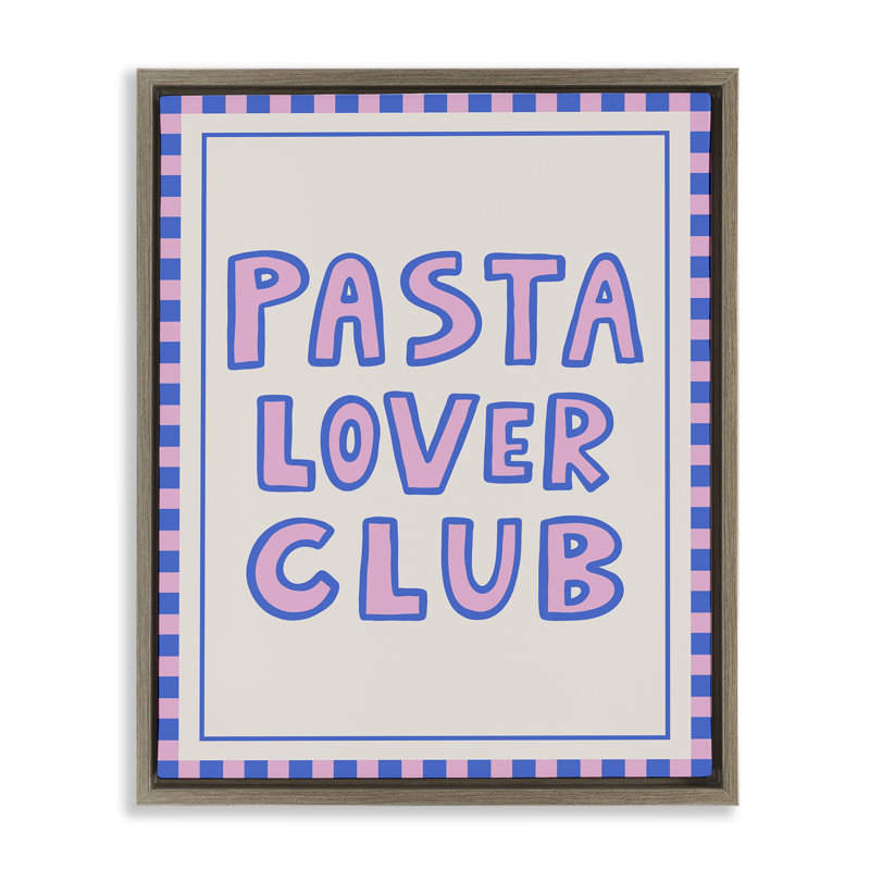 «Pasta Lover Club with Border», art mural encadré sur toile flottante, design par House of Lulu, H 21 po x l 17 po