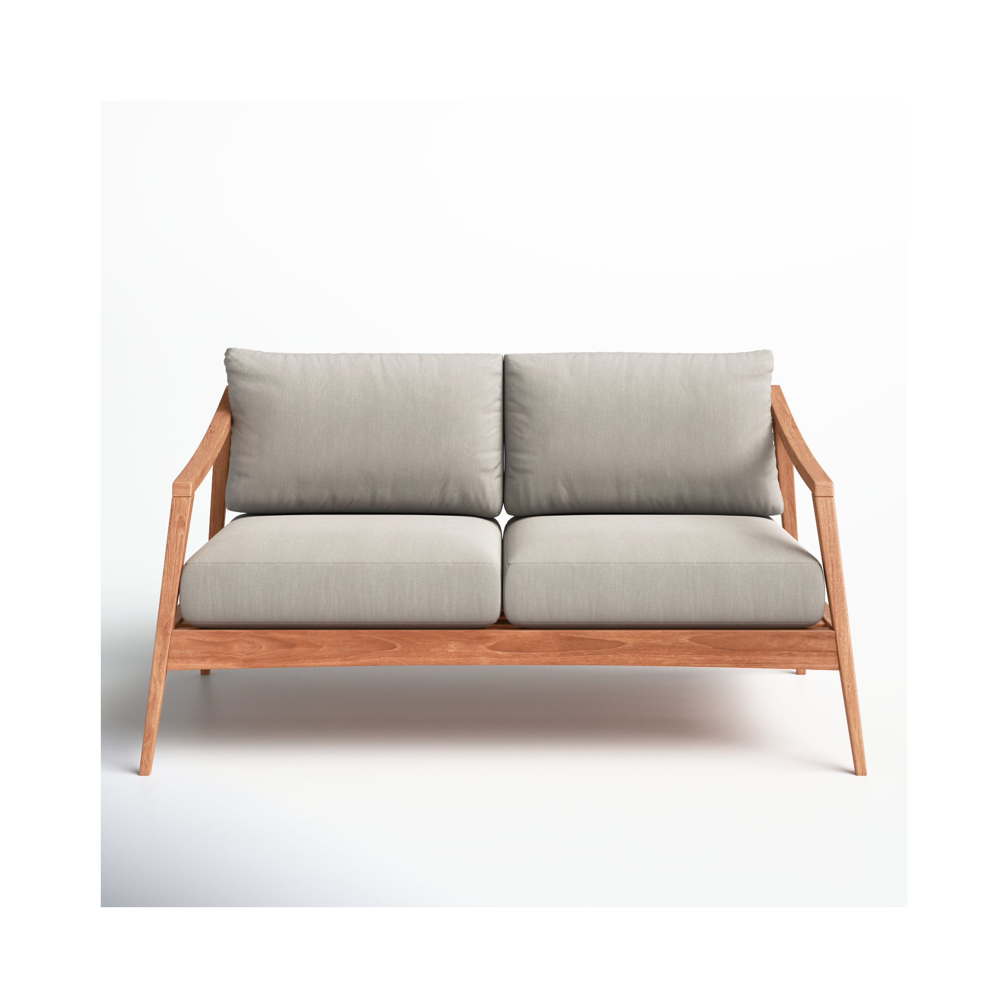 Elswick 59'' Wide Teak Loveseat with Sunbrella® Cushions, Silver