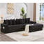 Canapé modulaire en L 110,75 po, canapé modulaire en velours côtelé, avec porte-gobelet mobile, porte-gobelets, 8 coussins décoratifs, poche latérale, déplier dans un lit, noir-173779368