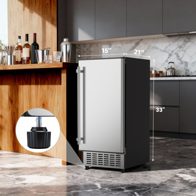 Coolake Under Counter Ice Maker 120lbs24h With 40lbs Storage, Outdoor Built-in Ice Maker, Stainless Steel Self-cleaning Gravity Drainage Freestanding Ice Machine For Home Bar Restaurant