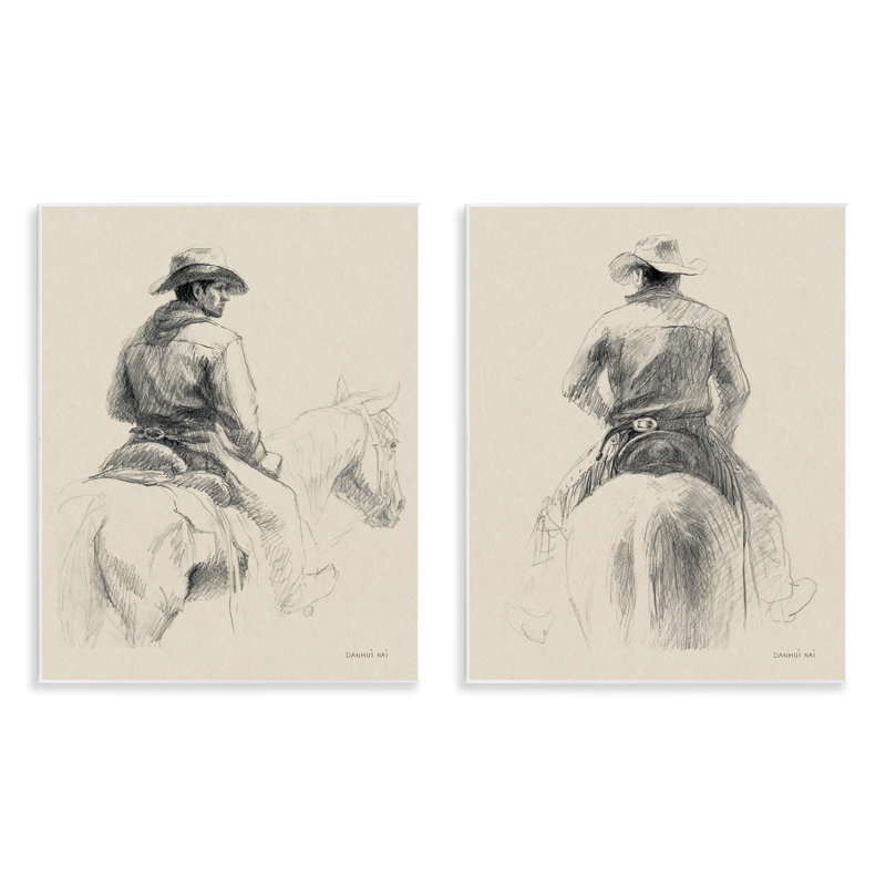  Ensemble de plaques d'art croisées «Cowboy on Range» par Danhui Nai