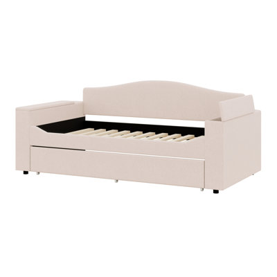 Upholstered Daybed With Storage Armrests, Trundle Bed And Latest Integrated Bluetooth Audio System