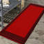 Plain Rug with Greek key Bordered Gel backed Rug Alyne Red/Black Rug-1487964354