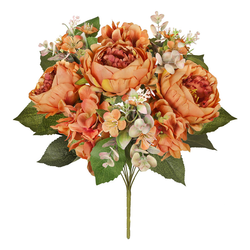 Mélange de pivoines et d'hortensias, Poussière d'orange