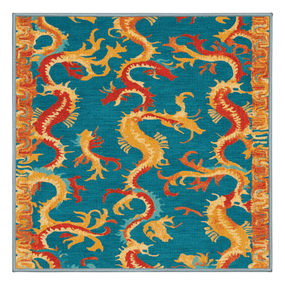 Washable Seahorses Hawaiian Area Rug