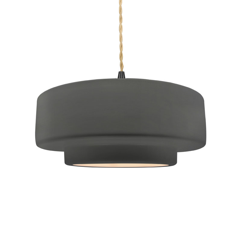 Luminaire suspendu à 1 lumière Meydan, H 5,25 po x l 14,5 po x P 14,5 po, Gris brillant, Noir mat