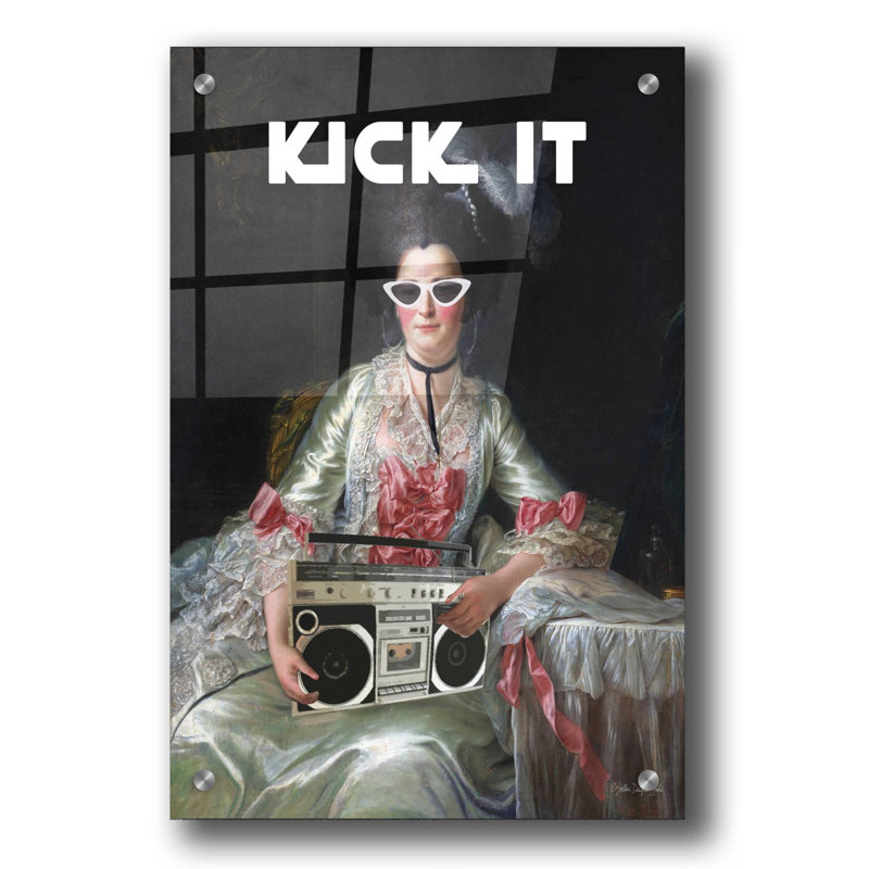 «Kick It» par Stellar Design Studio, art mural en verre acrylique, 16 po x 24 po, H 36 po x l 24 po x P 0,2 po