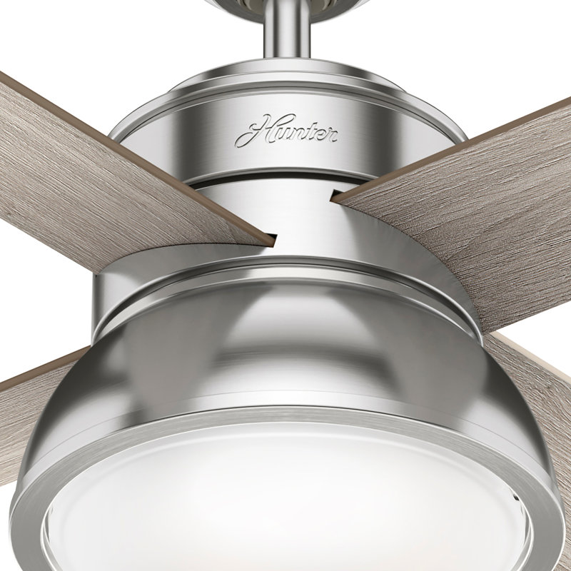 132cm Ceiling Fan with Light Kit, Light Grey Oak/Natural Wood, Brushed Nickel