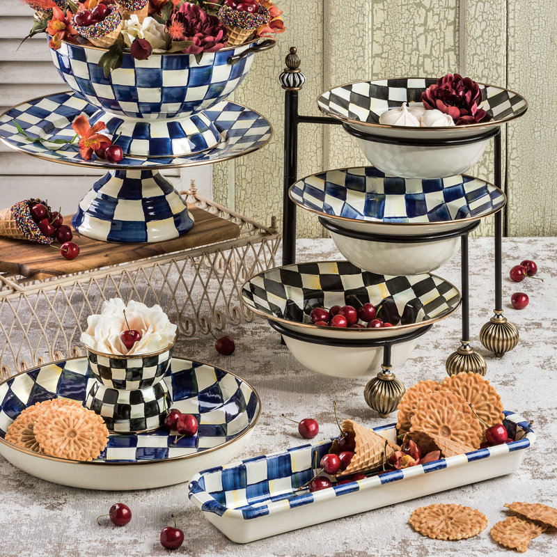 Courtly Check Serving Bowl, Black