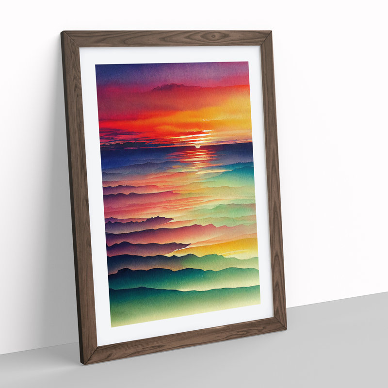 XV1022-974X Beaming Sunset - Print, Walnut Framed Paper, White, 66cm H x 48cm W