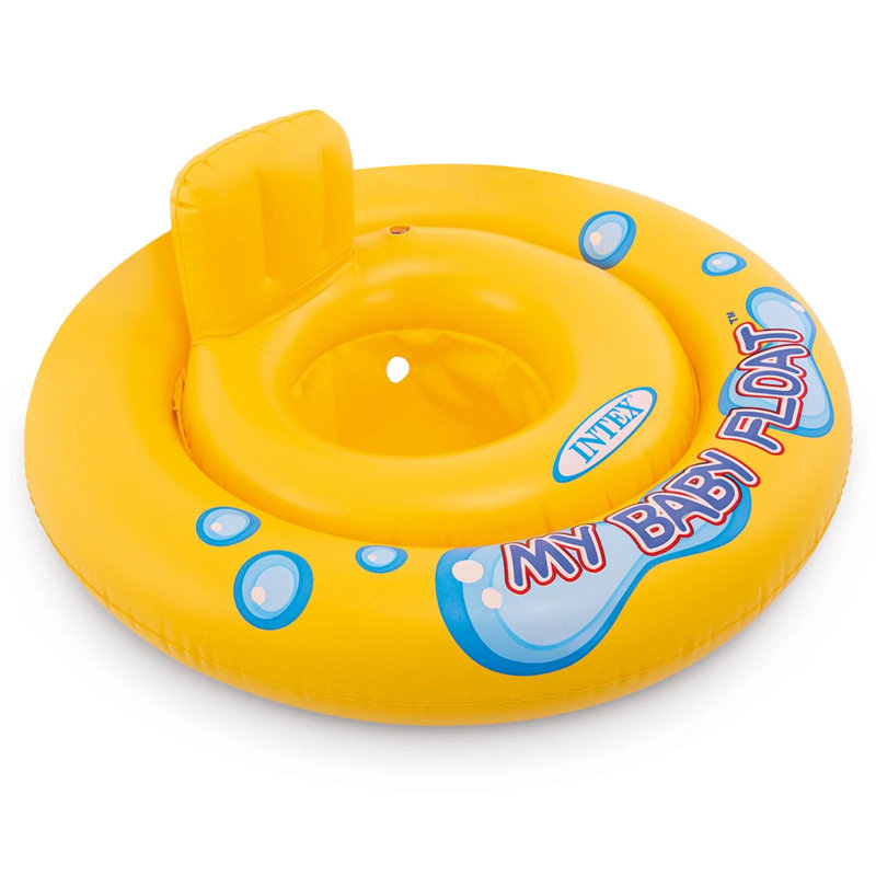 Intex 26.5" My Baby Pool Float 2 Air Chambers, Back Rest, Yellow, Limit 33 Lb Ages 1-2