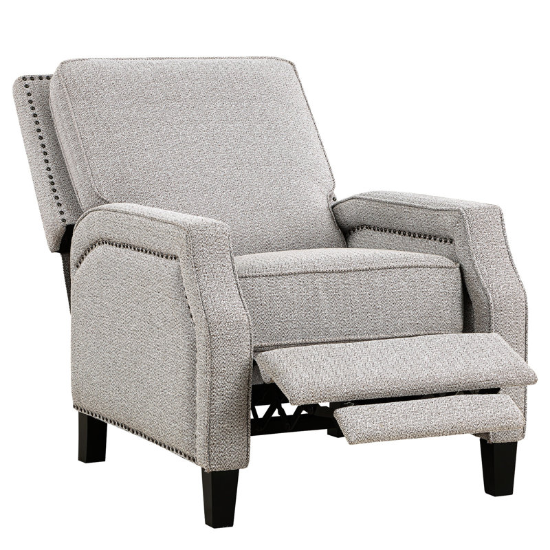 Foam Padded Reclining Chair With Chenille Fabric And Black Feet Modern Living Room Seat Cushion, Push Back Self, Solid Wood Frame, Transitional Style, 75.11 Lb Weight