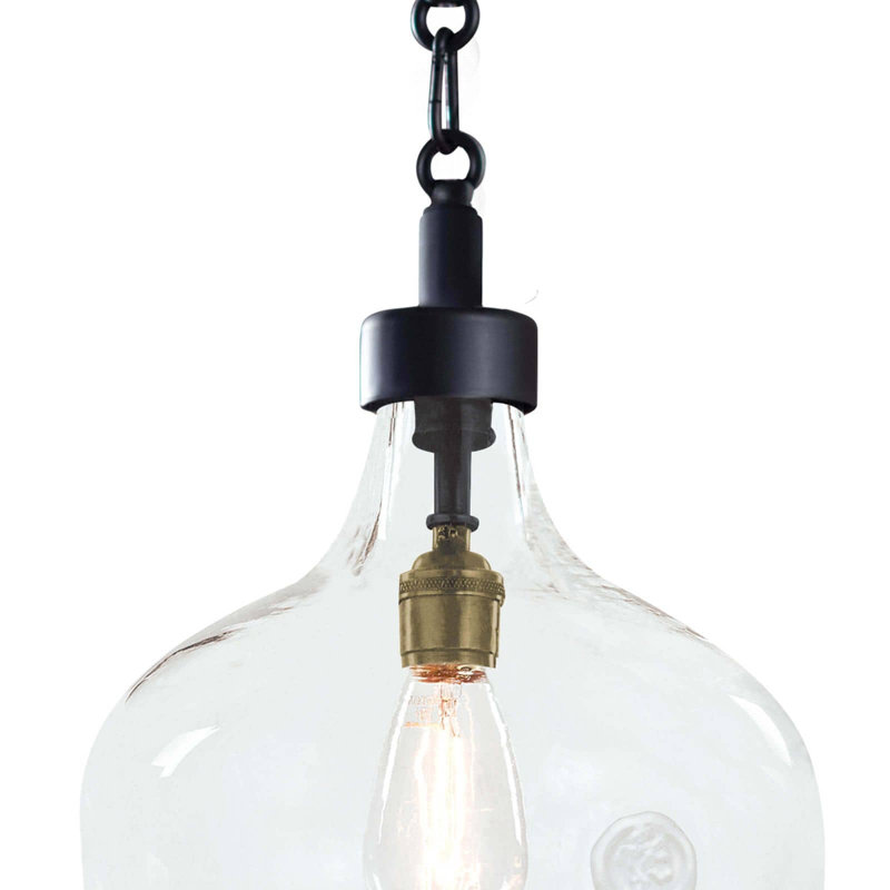 Rustic Bronze Teardrop Mini Pendant with Clear Glass Shade