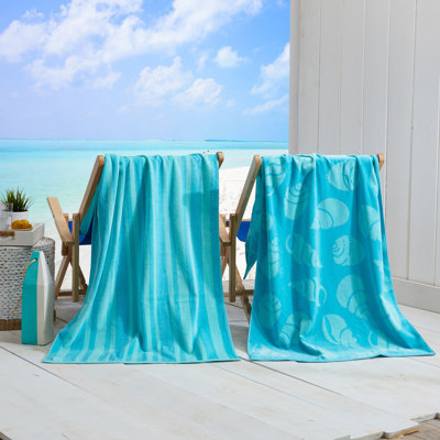 100% Cotton Jacquard Printed 2 Pack Beach Towels