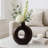 Decorative Mango Wood Table Vase for Home Decor Accent - Modern Cutout Flower Vase for Living Room, Office and Entryway Display-823468286-845709827