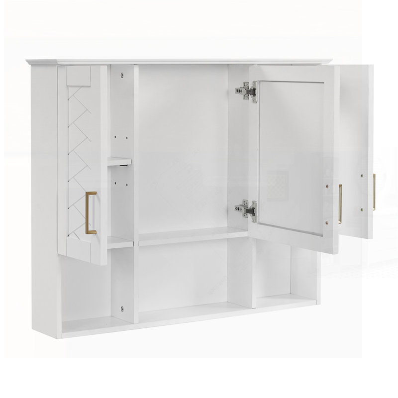 Armoire à pharmacie murale 2 en 1 avec tablettes réglables et portes à fermeture douce, miroir haute définition pour meuble-lavabo