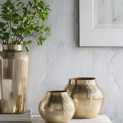 Gold Aluminum Table Vase - Round